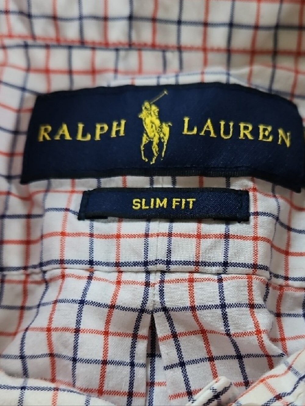 Ralph Lauren Orange & Blue Micro-Check Button-Down Shirt - Picture 2 of 5